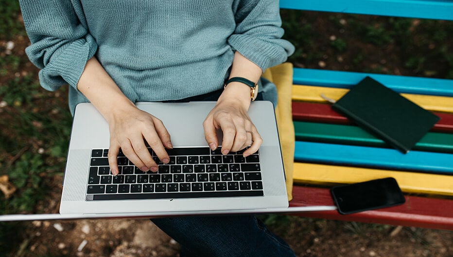 Hands on laptop